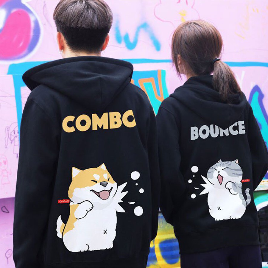Áo khoác nỉ hoodie đôi COMBO-BOUNCE đẹp cá tính hàng bao chất - Áo khoác nam nữ cặp đôi unisex