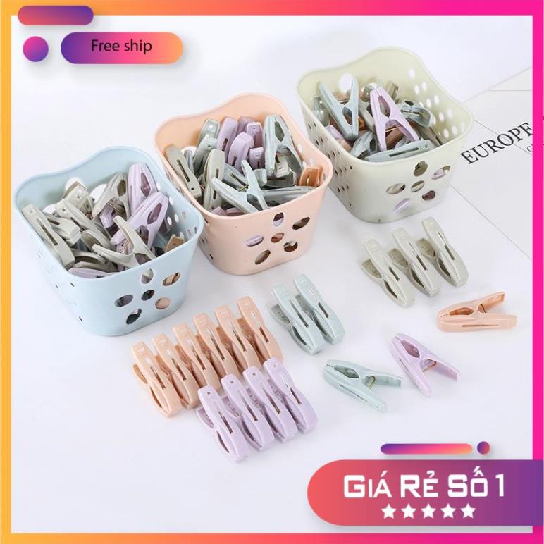 Set 28-30 Kẹp Nhựa Chữ A Phơi Đồ Nhiều Màu Sắc Kèm Rổ Đựng Tiện Lợi - GDNC0247