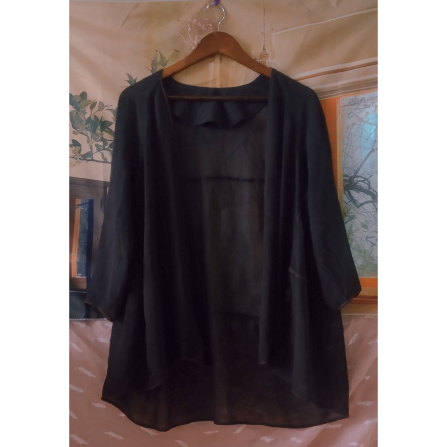 |2hand| Áo khoác voan korea - áo choàng dáng dài họa tiết kẻ xinh xắn | BigBuy360 - bigbuy360.vn