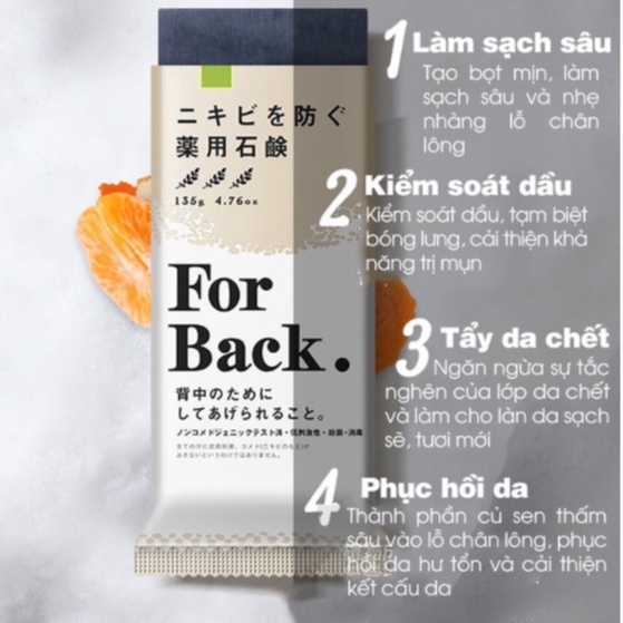 Combo Xà Phòng &amp; Gel Xịt Mụn Lưng For Back Giảm Mụn, Mờ Thâm Nhật Bản