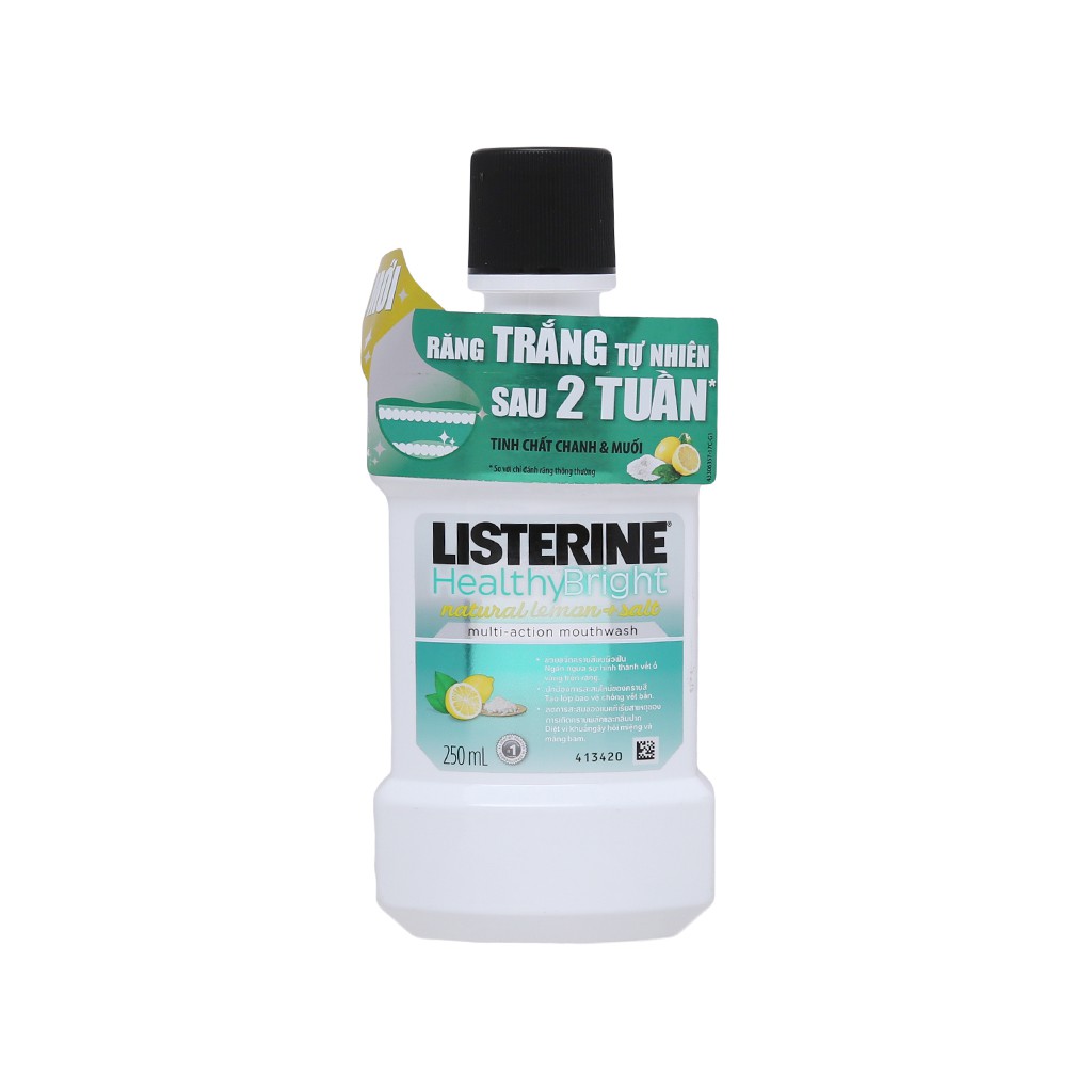 Nước súc miệng răng trắng sáng Listerine tinh chất chanh và muối 250ml