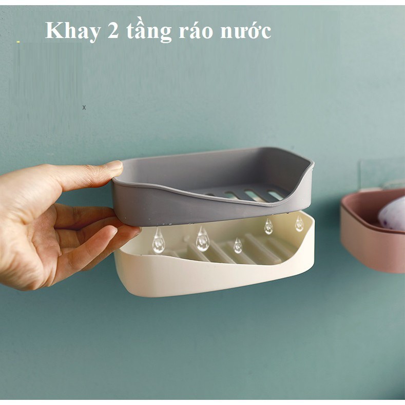 Khay kệ đựng xà bông xà phòng 2 lớp dán tường cao cấp tiện dụng