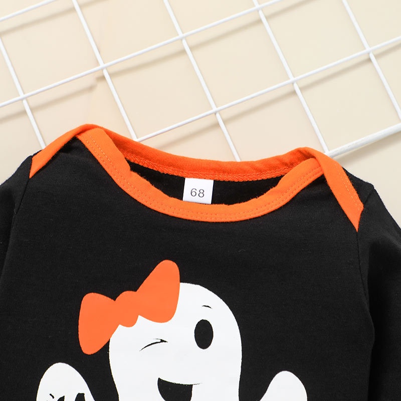 Combo bộ đồ bé gái trai 0-24 tháng dài tay Halloween bodysuit liền thân quần dài set thời trang cho bé trẻ em sơ sinh