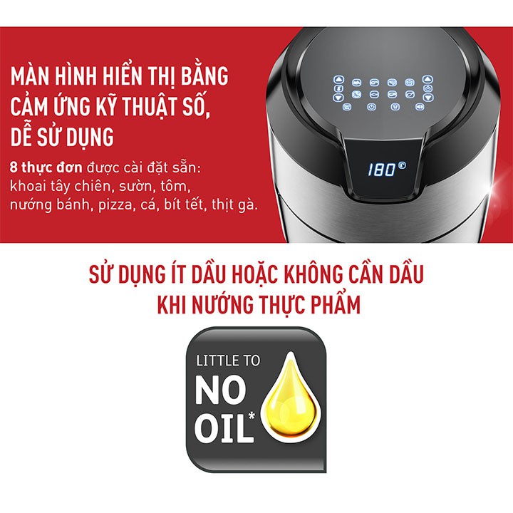 Nồi chiên không dầu Tefal 4.2 Lít - Vỏ thép - Cảm ứng kỹ thuật số - EY401D15 - Hàng chính hãng