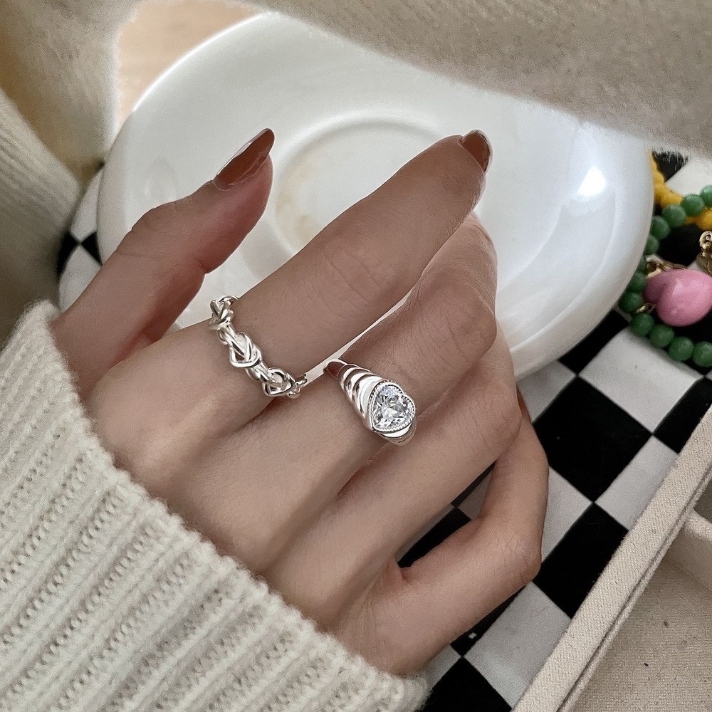 1 Nhẫn Bạc S925 Thắt Nút Hình Trái Tim Thời Trang Hàn Quốc Dành Cho Nữ