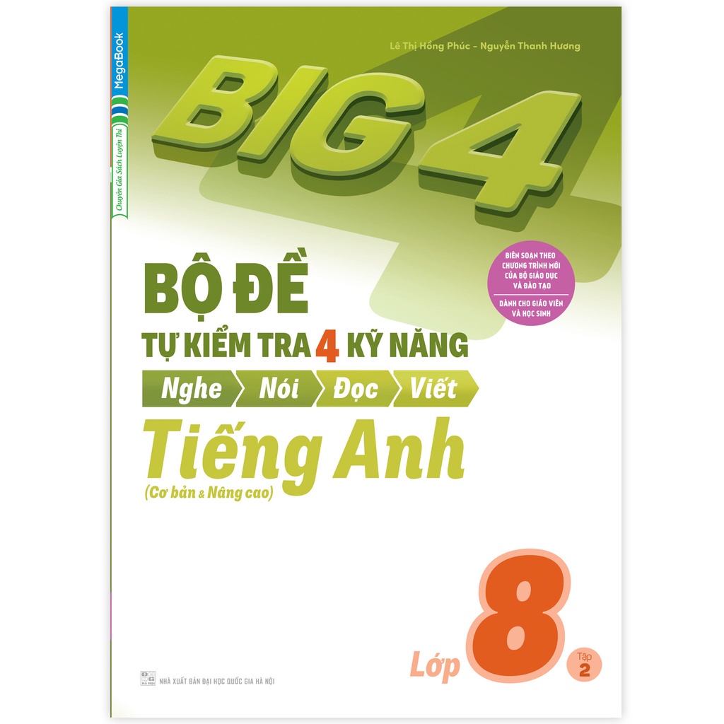 Sách Combo Big 4 Bộ Đề Tự Kiểm Tra 4 Kỹ Năng Nghe Nói  Đọc Viết Cơ Bản và Nâng Cao Tiếng Anh Lớp 8 - 2 Tập GLOBAL