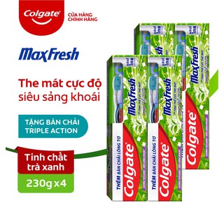 Mã COSCOL3 giảm 8% đơn 250K Bộ 4 Kem đánh răng Colgate Maxfresh trà xanh