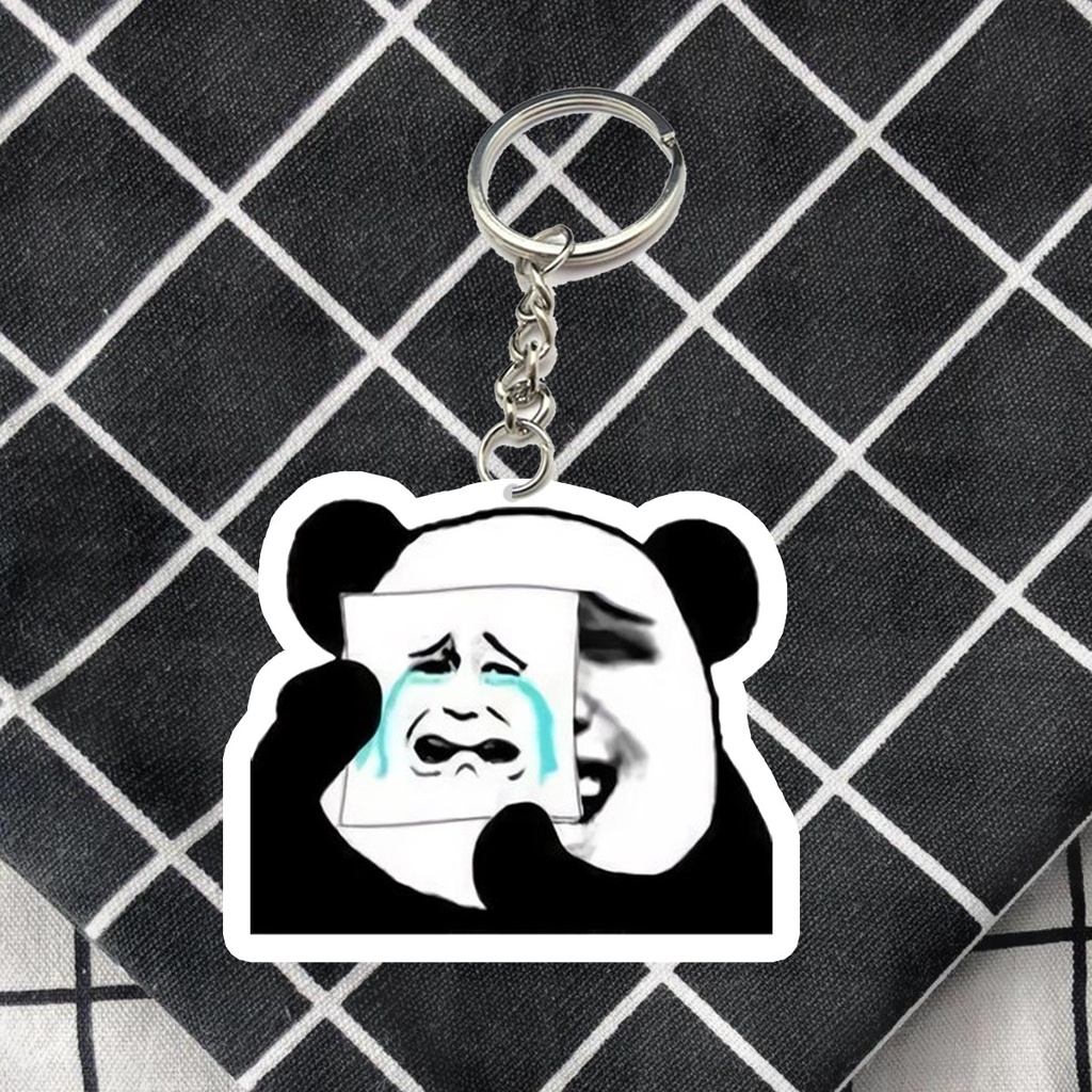 Móc khóa mika meme Gấu trúc bựa cáo từ, oke bấy bề, vỗ tay, xin tha hài hước