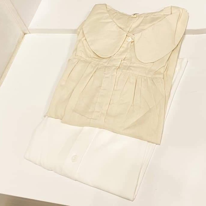 Áo sơ mi nữ babydoll cổ sen dài tay màu trắng be đẹp, Sơ mi kiểu nữ bánh bèo tiểu thư Hàn Quốc