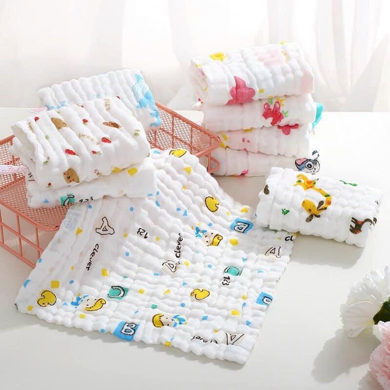 Set 5c Khăn sữa 6 lớp sợi tre size 25x25cm cho bé loại xịn siêu thấm hút, mềm mịn, an toàn cho trẻ không kích ứng da