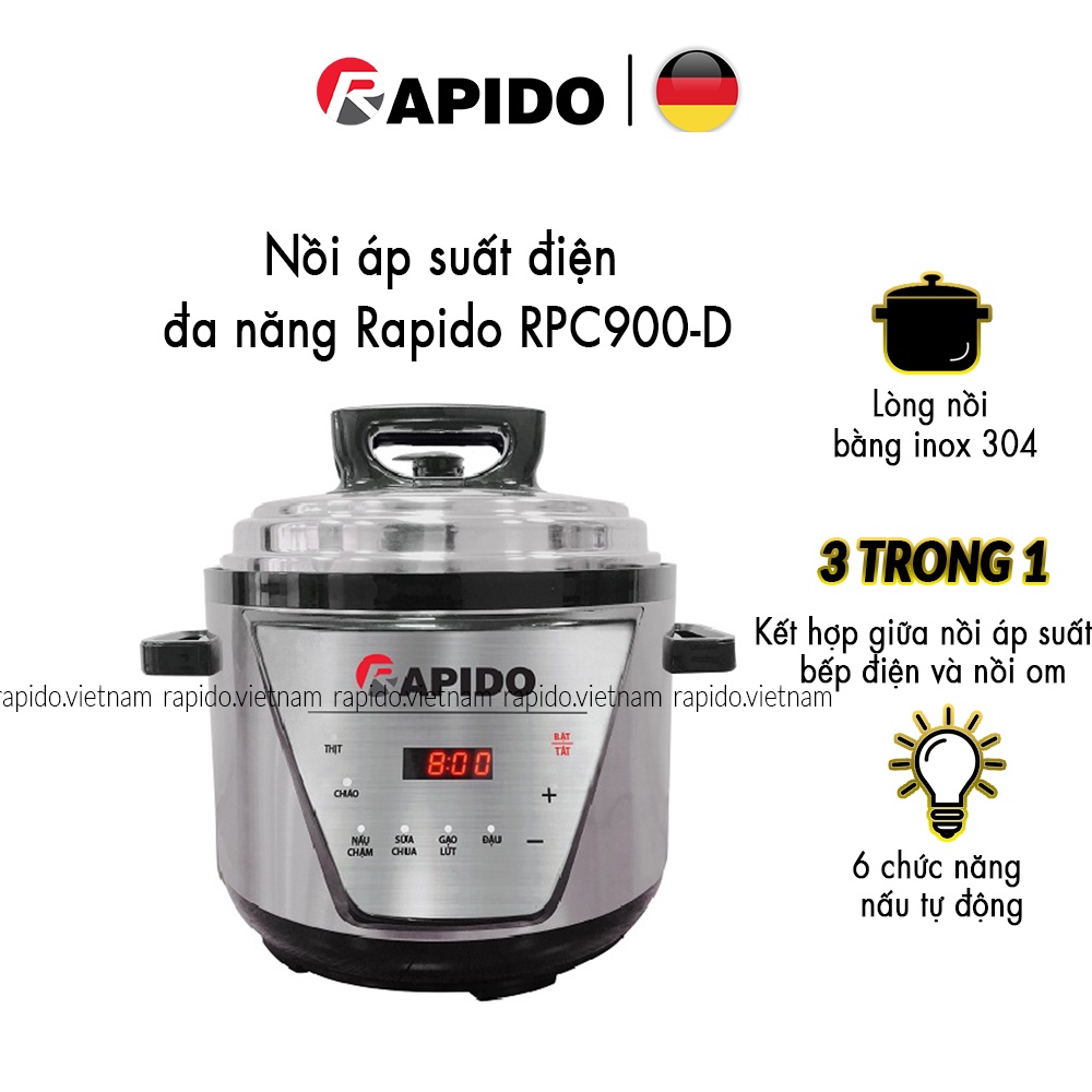 Nồi Áp Suất Điện Đa Năng Rapido RPC900-D Bảo Hành 1 Năm - TQ071