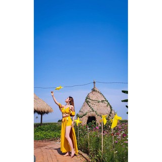 Đầm maxi thổ cẩm boho cao cấp vải đẹp [Hoàn Xu]