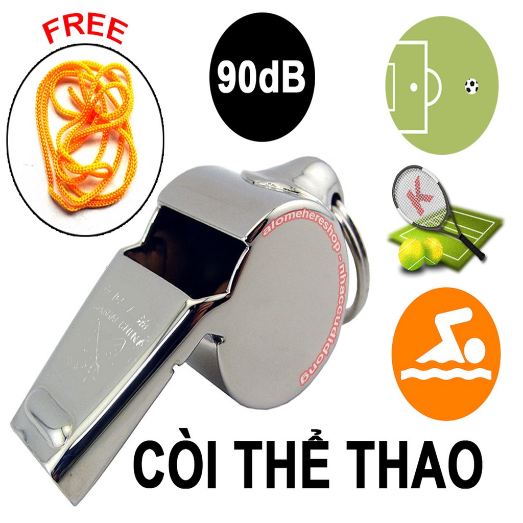 Còi Thể Thao Inox Kiểu 1 Cổ Điển Có Bi Kèm Dây Đeo Thông Báo Tín Hiệu Có Clip Âm Thanh Thực Tế