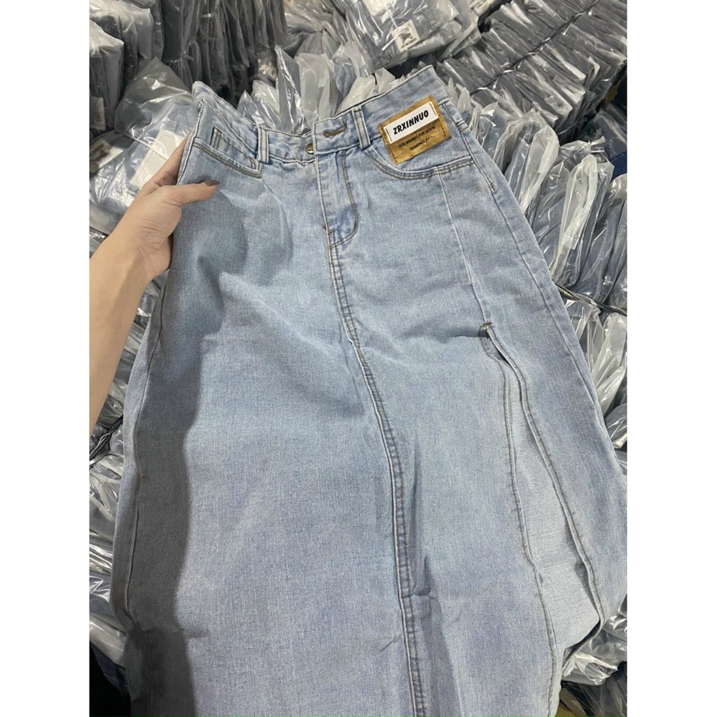 Chân váy bò xẻ chân/ Đầm bò xẻ chân mác nâu hottrend 2021 (freeship) | BigBuy360 - bigbuy360.vn