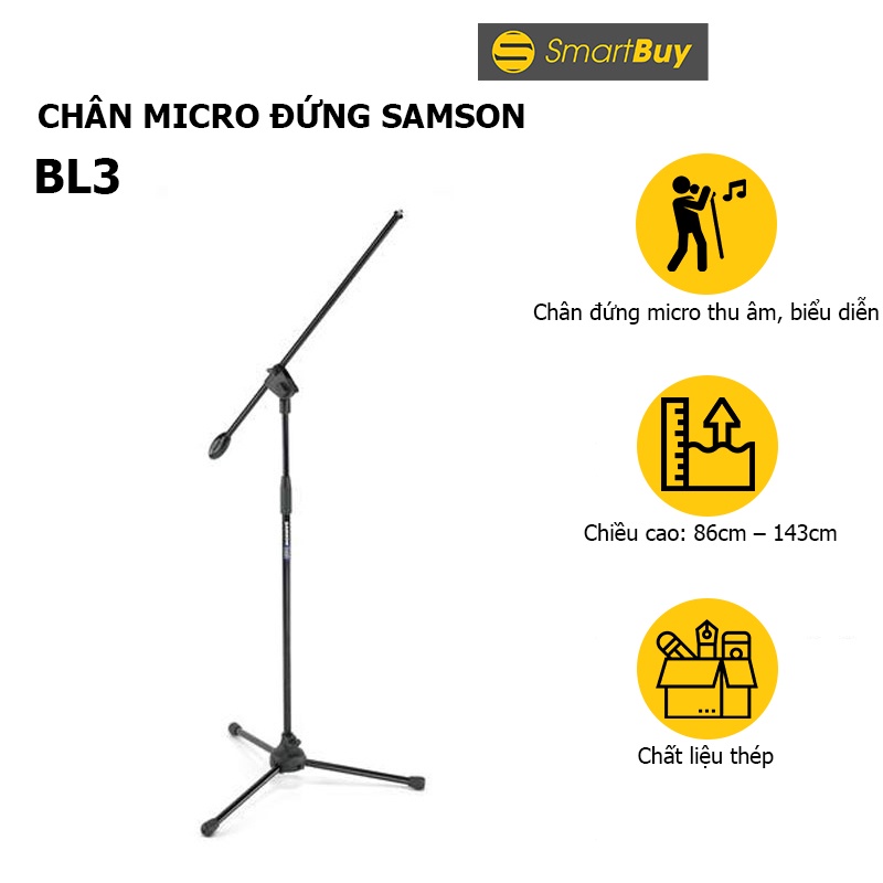 Chân đê micro đứng Boom mic Samson BL3 - Hàng chính hãng