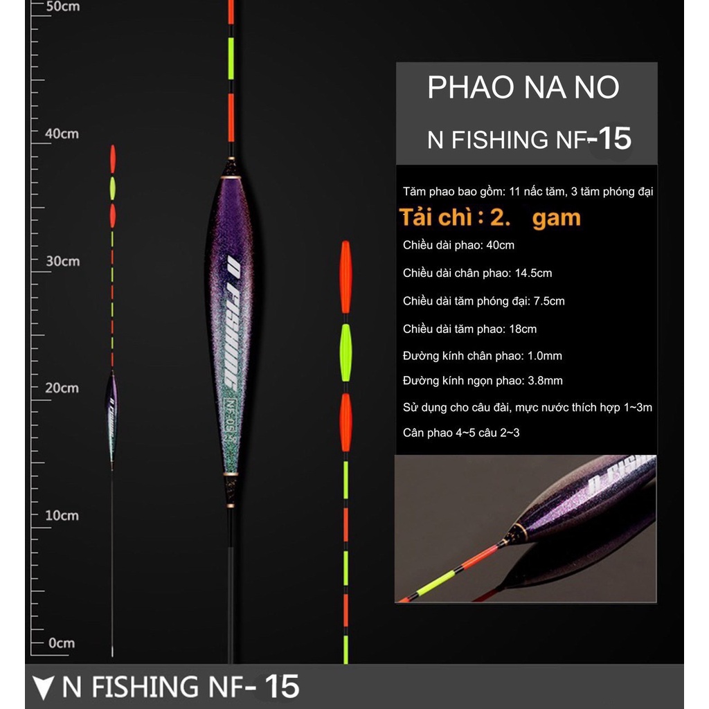 Phao nano tăm cánh Nfishing - phao câu ngày