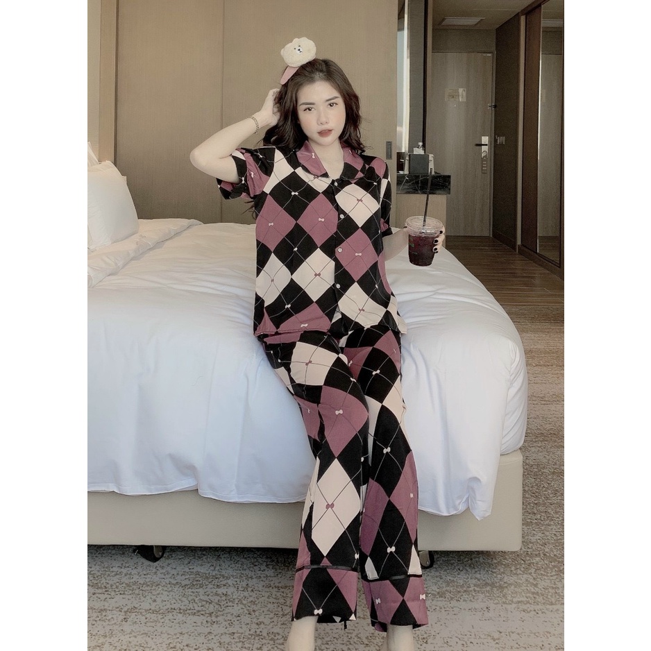 Đồ Bộ Pijama Nữ Lụa Mango Cao Cấp,Tay Ngắn Quần Dài,Chất Vải Mềm Mịn Mát | BigBuy360 - bigbuy360.vn
