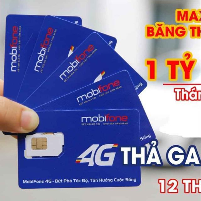 Sim 4G Mobifone max băng thông 1 năm không nạp thêm tiền, bảo hành 12 tháng. Liên hệ 0931073999 zalo bán hàng 0935037678