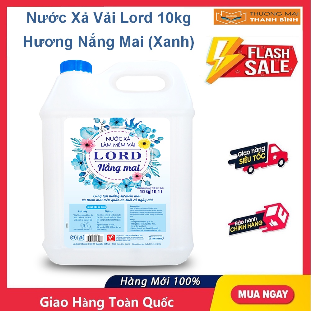 Nước xả làm mềm vải Lord 10kg hương Quyến rũ (tím), Ngọt ngào (hồng), Nắng mai (xanh)