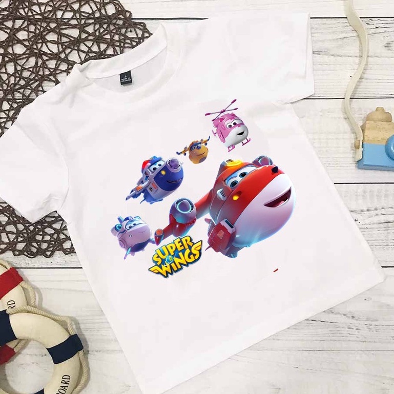 Áo thun in hình đội bay siêu đẳng Super Wings bé trai giá rẻ