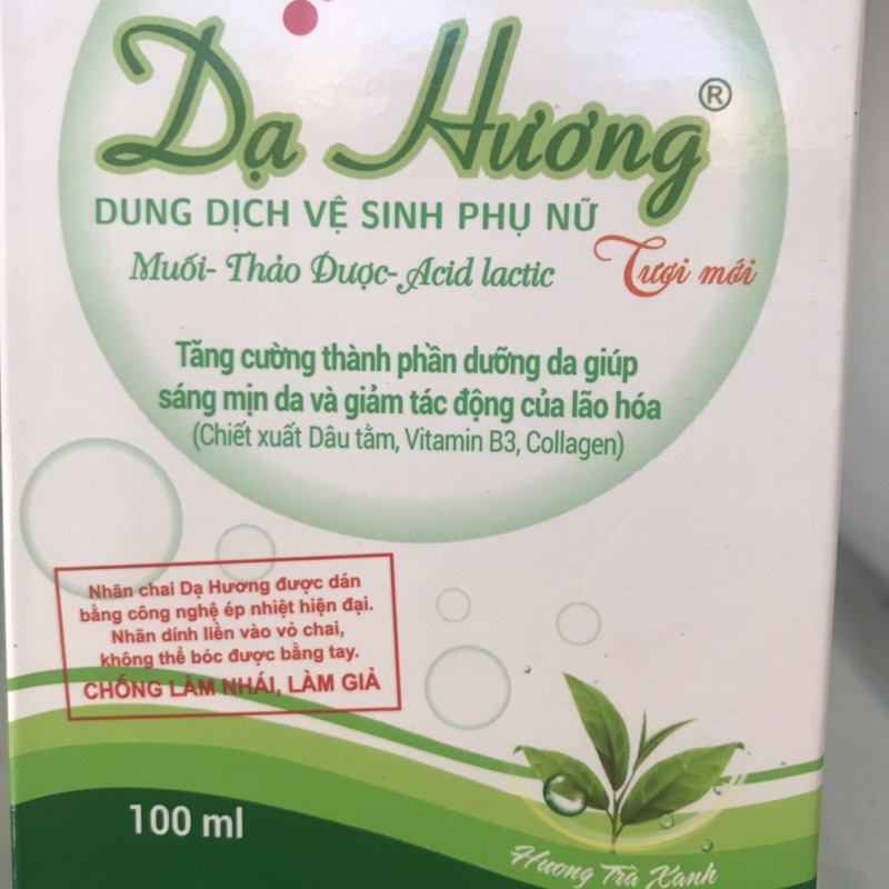 Dung dịch vệ sinh phụ nữ Dạ Hương Trà xanh khử mùi chai 100ml -120ml