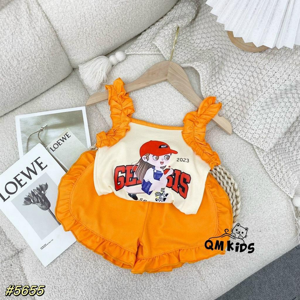 Bộ đồ bé gái 2 dây in hình cô gái dây bèo từ 8-18kg
