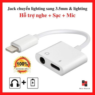Jack chuyển đổi iphone sang jack 3.5mm và lighting - vừa sạc vừa sử dụng tai nghe - có hỗ trợ mic - Bảo hành 1 đổi 1