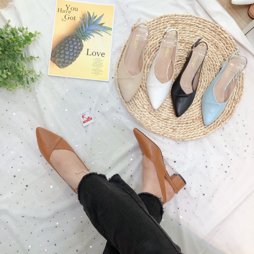 SANDAL VGB SLINGBACK 3P MŨI TIM XEO [FORM NHỎ, LẤY LÊN 1 SIZE]