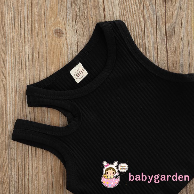 Bộ Áo Sát Nách Cổ Tròn + Quần Dài Lưng Thun Kèm Thắt Lưng Dễ Thương Dành Cho Bé Gái 1-6 Tuổi