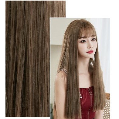 Tóc giả nguyên đầu dài thẳng tự nhiên CAO CẤP, giống tóc thật tặng kèm lưới tóc Qiqishop