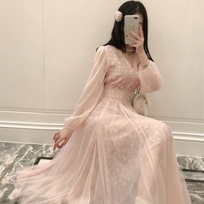 Đầm nữ thiết kế thời trang phối ren phong cách Hàn Quốc 2020 đầm bầu váy nữ váy bé gái váy dài chân váy dài váy nữ chân váy dài