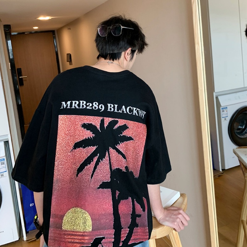 Áo Thun Ngắn Tay Cổ Tròn Dáng Rộng In Chữ Thời Trang Mùa Hè Dành Cho Nam