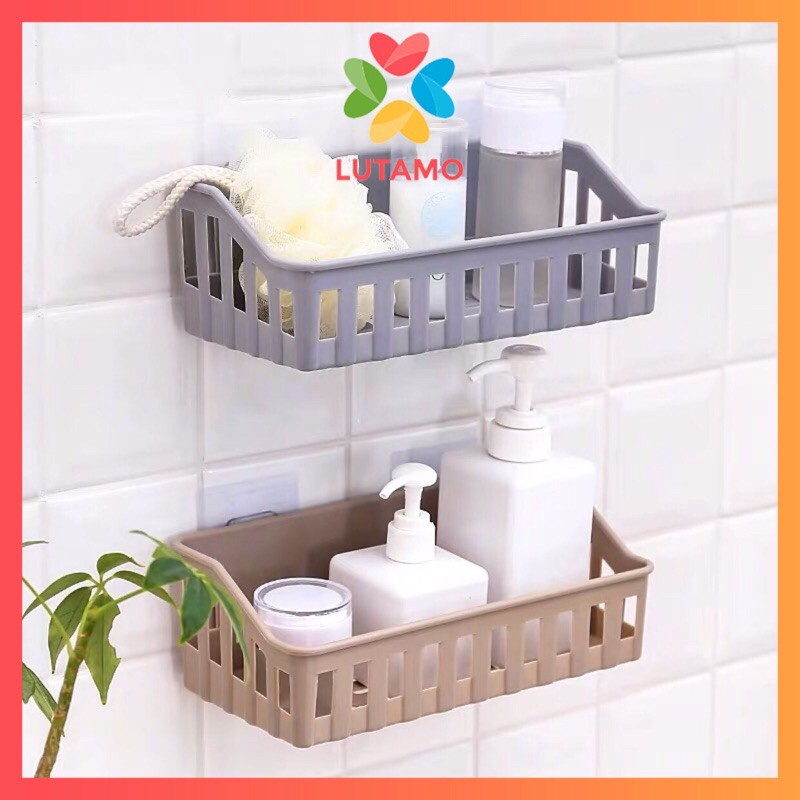 Kệ Dán Tường Để Đồ Nhà Tắm, Kệ Góc Tường Hình Chữ Nhật Không Cần Khoan Đục