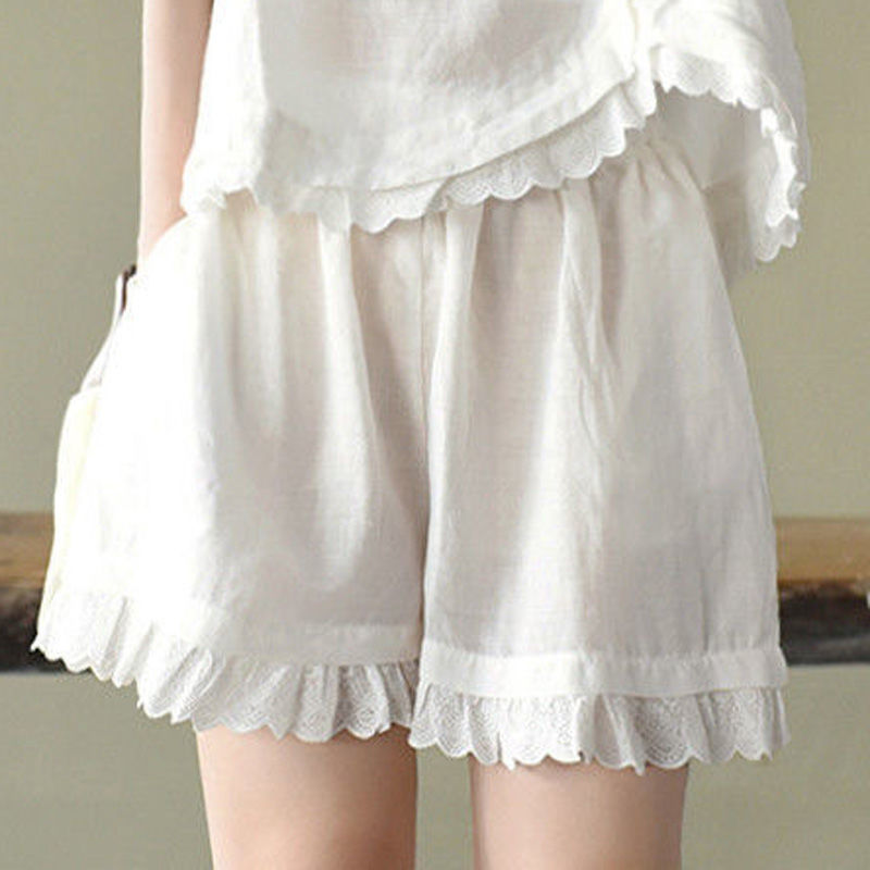 Set Áo Thun Tay Ngắn + Quần Dài Chất Cotton + Lanh Màu Trơn Cho Phái Nữ