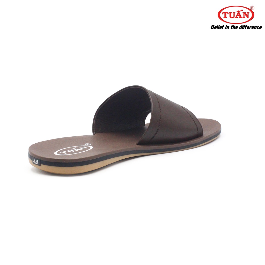 Dép da nam dép quai bảng ngang da bò tự nhiên đế cao su thương hiệu Tuấn DXHU-19E