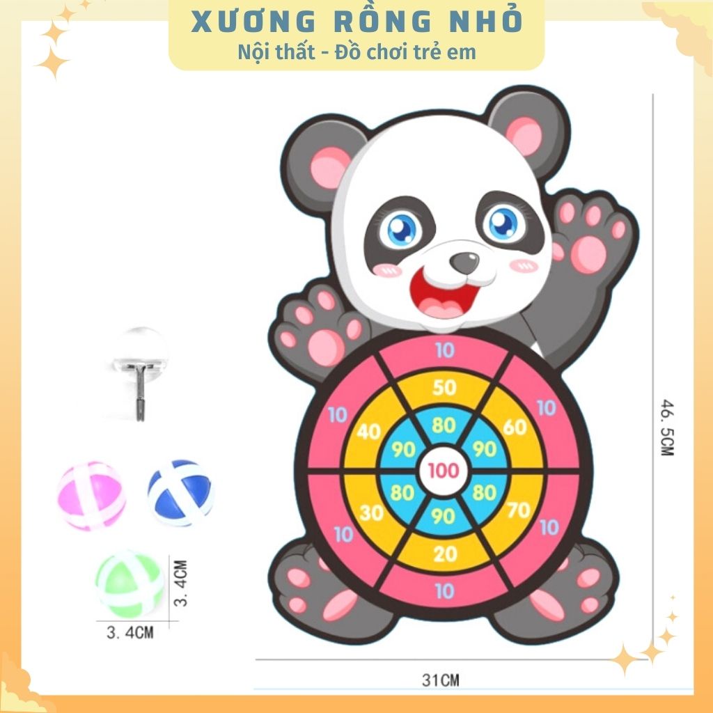 Đồ chơi Bảng phi tiêu bóng dính cho bé, bảng ném bóng gai tính điểm hình con vật ngộ nghĩnh tặng kèm 3 trái bóng