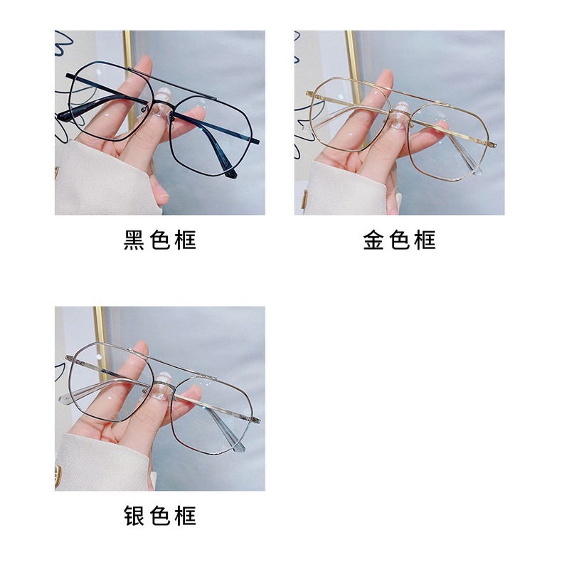 Kính cận gọng to bằng kim loại độ thời trang cho nam và nữ độ cận 0.5 - 6.0