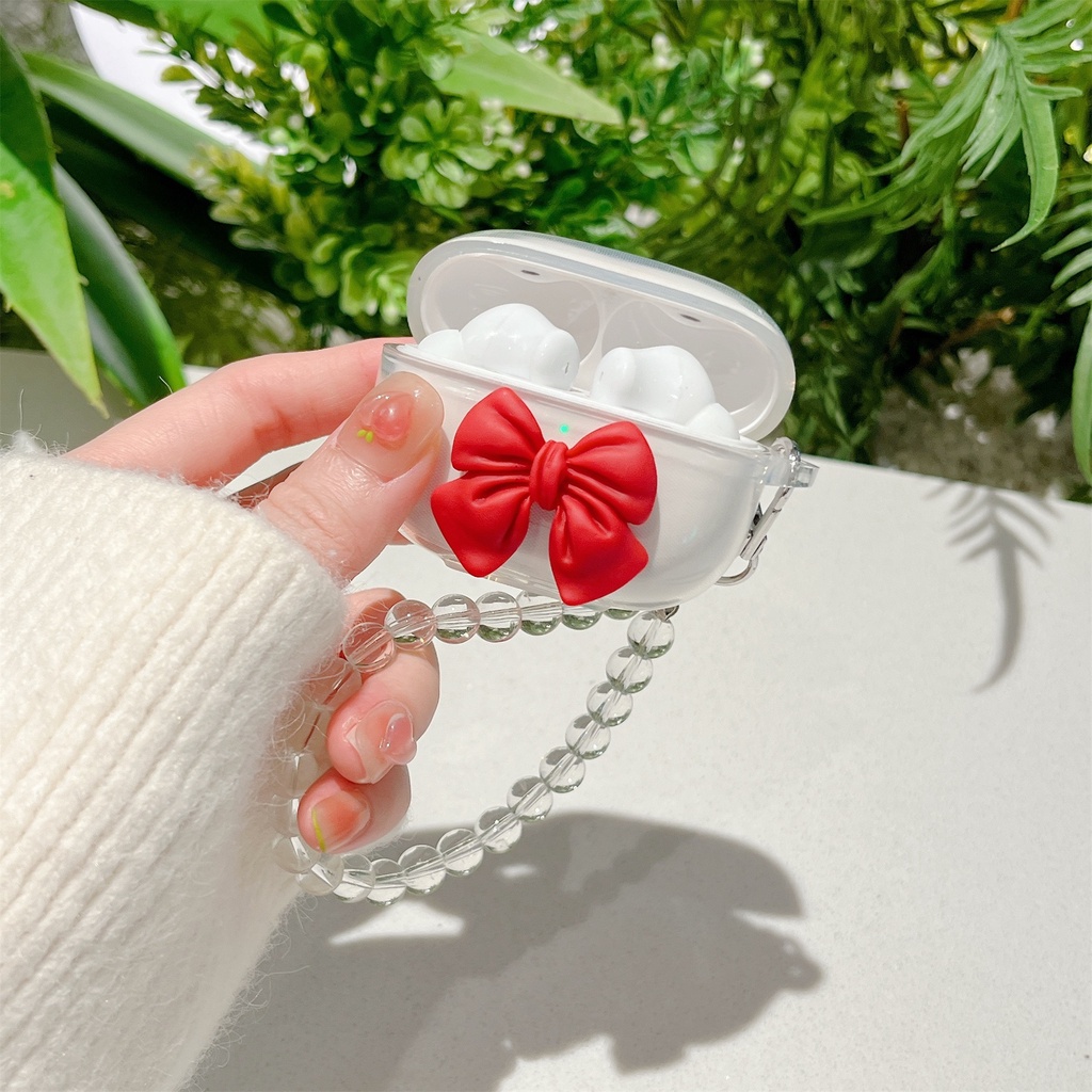 Vỏ Bảo Vệ Hộp Sạc Tai Nghe OPPO ENCO X Bằng TPU Mềm Trong Suốt Hình Gấu / Hoa 3D DIY