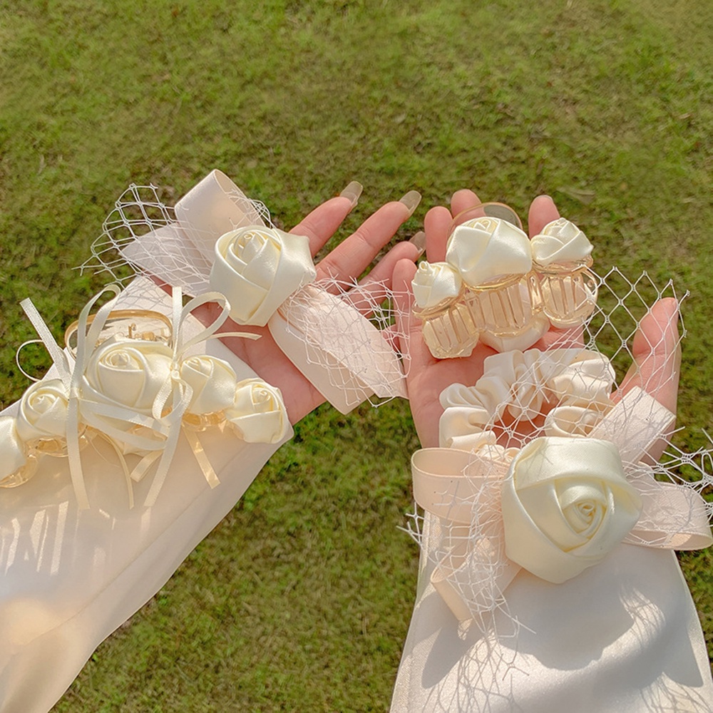 Kẹp Tóc Hình Hoa Màu Be Phong Cách Cổ Điển Thanh Lịch Dành Cho Nữ