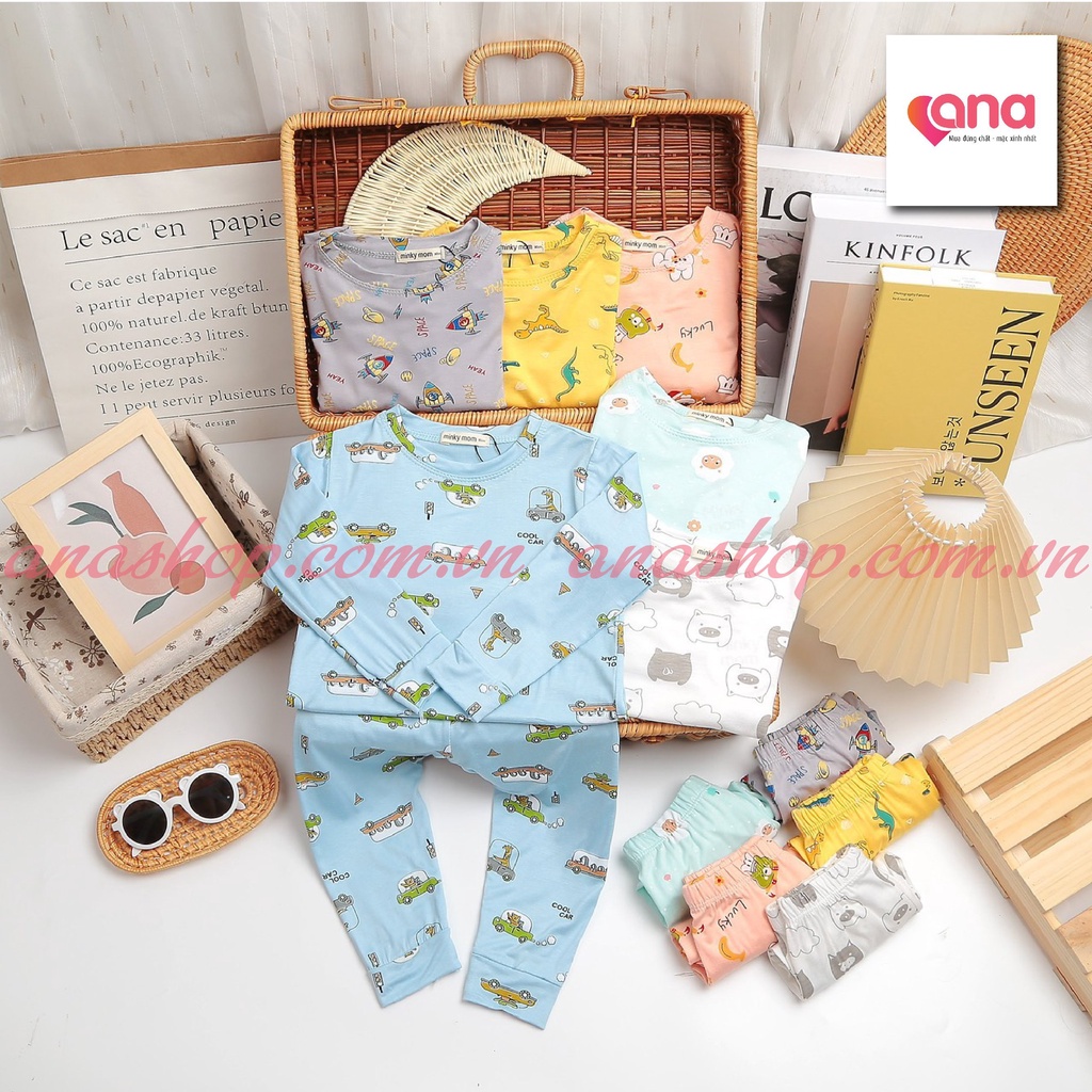Bộ quần áo cho bé trai gái thu đông chất thun lạnh HỌA TIẾT