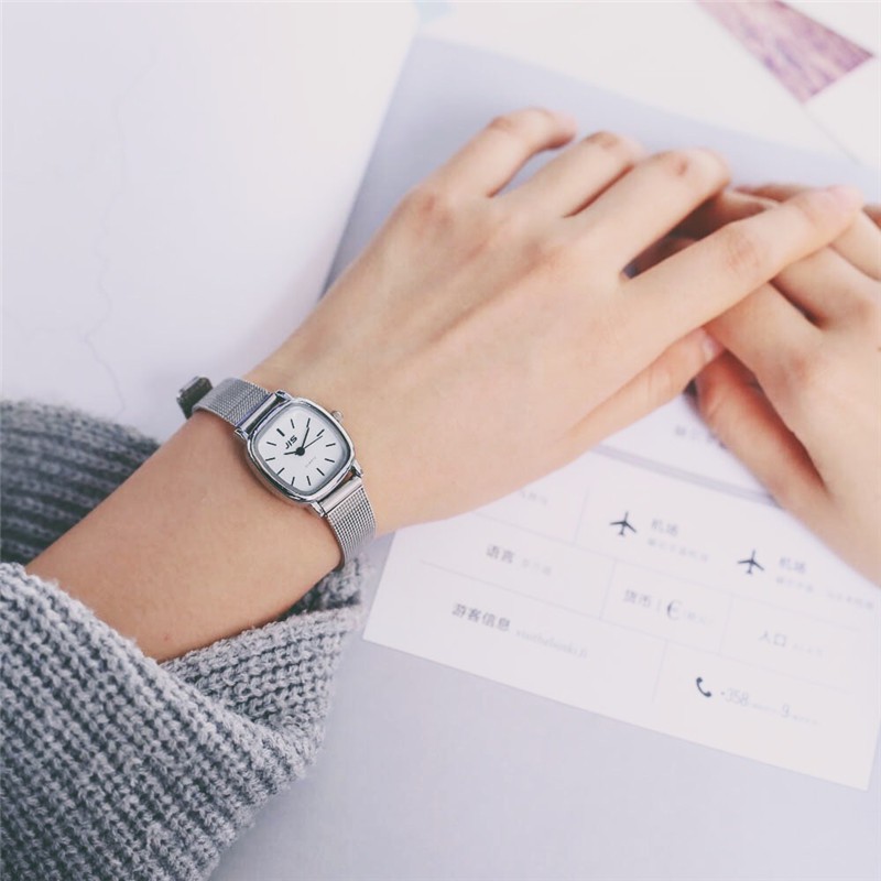 Đồng Hồ Nữ JI-S Mặt Vuông Nhỏ Dây Kim Loại Phong Cách Hàn Quốc | BigBuy360 - bigbuy360.vn