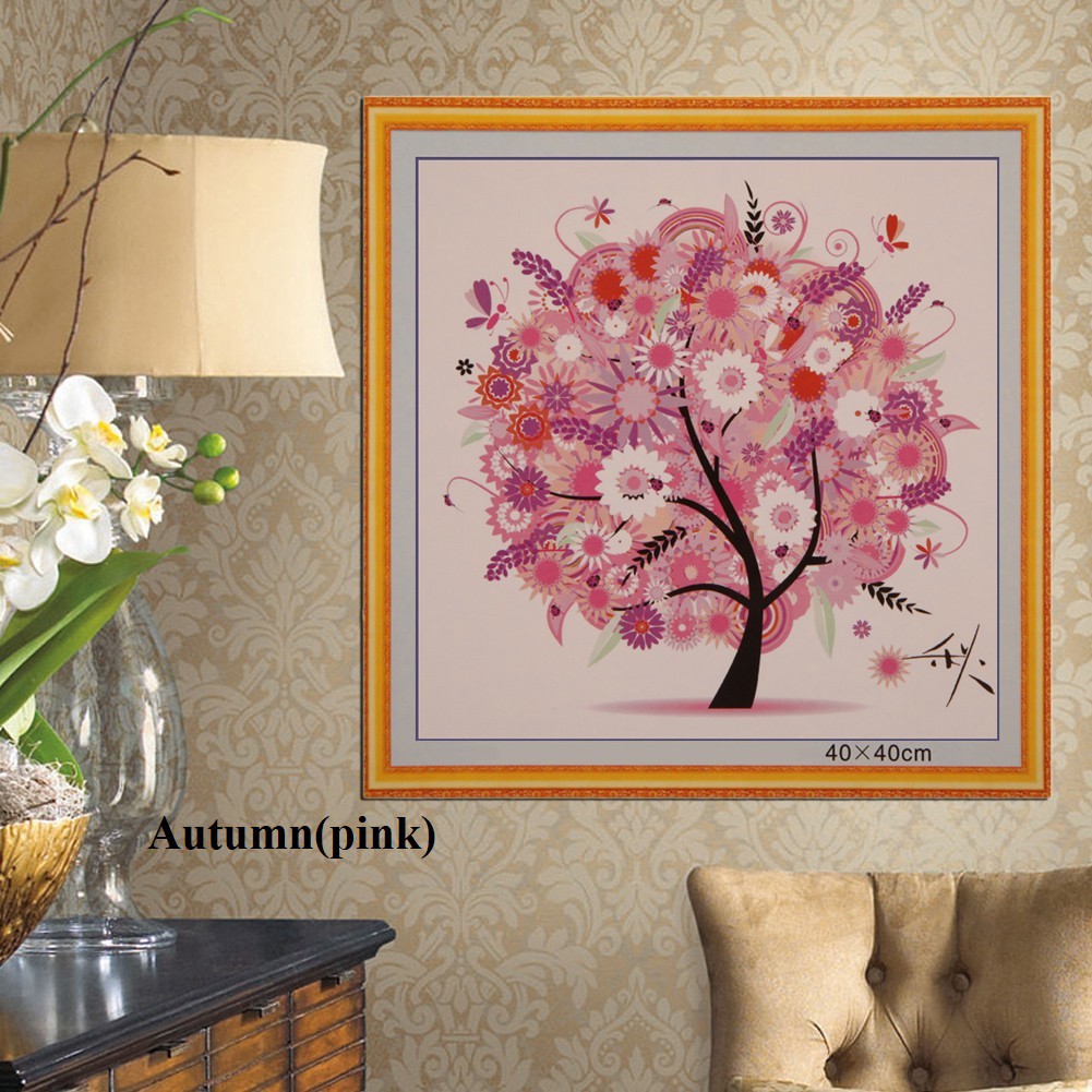 Sale 70% Tranh thêu chữ thập hình cây nhiều màu sắc tùy chọn, Autumn(pink) Giá gốc 83,000 đ - 31A4