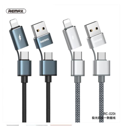 🌟CHÍNH HÃNG🌟 Dây Cáp Sạc Nhanh 480mb Đa Năng 4 IN 1 Remax RC - 020T QC3.0 PD 18W USB / Type-C Ra Chân Lightning