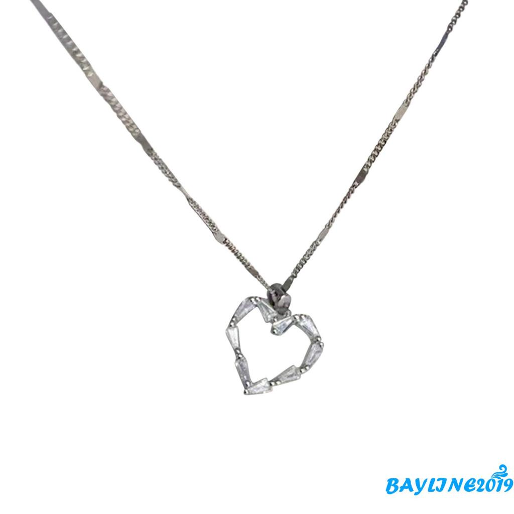 Vòng cổ Bạc Mặt Hình Trái Tim Rỗng Đơn Giản Cho Nữ