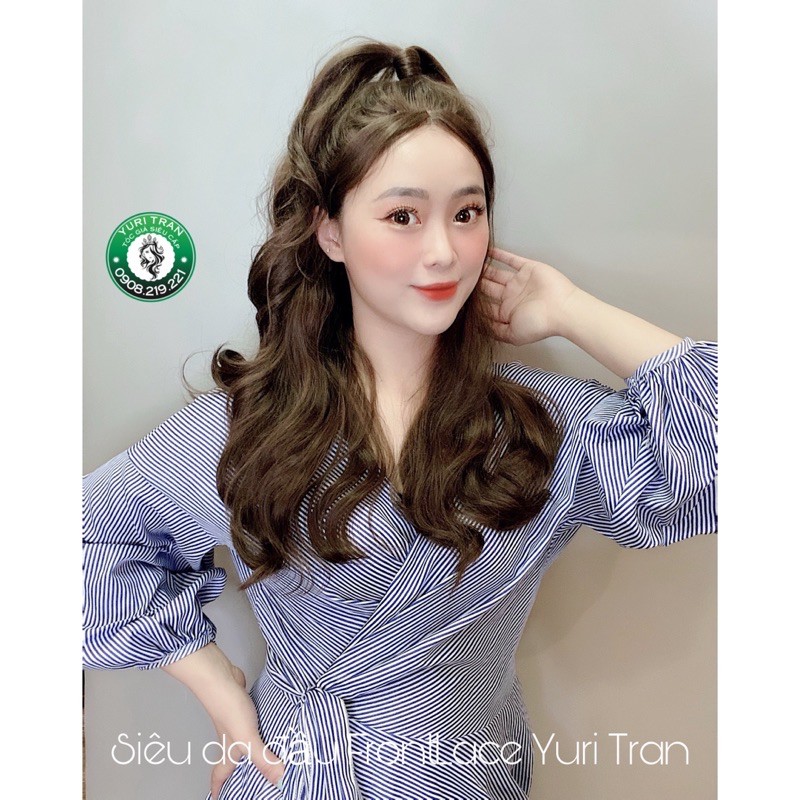 TÓC GIẢ NGUYÊN ĐẦU SIÊU DA ĐẦU FRONT LACE SIÊU LƯỚI ĐỘC QUYỀN NHÀ YURI- MÀU NÂU LẠNH SIÊU ĐẸP- CỘT CAO NHƯ ẢNH