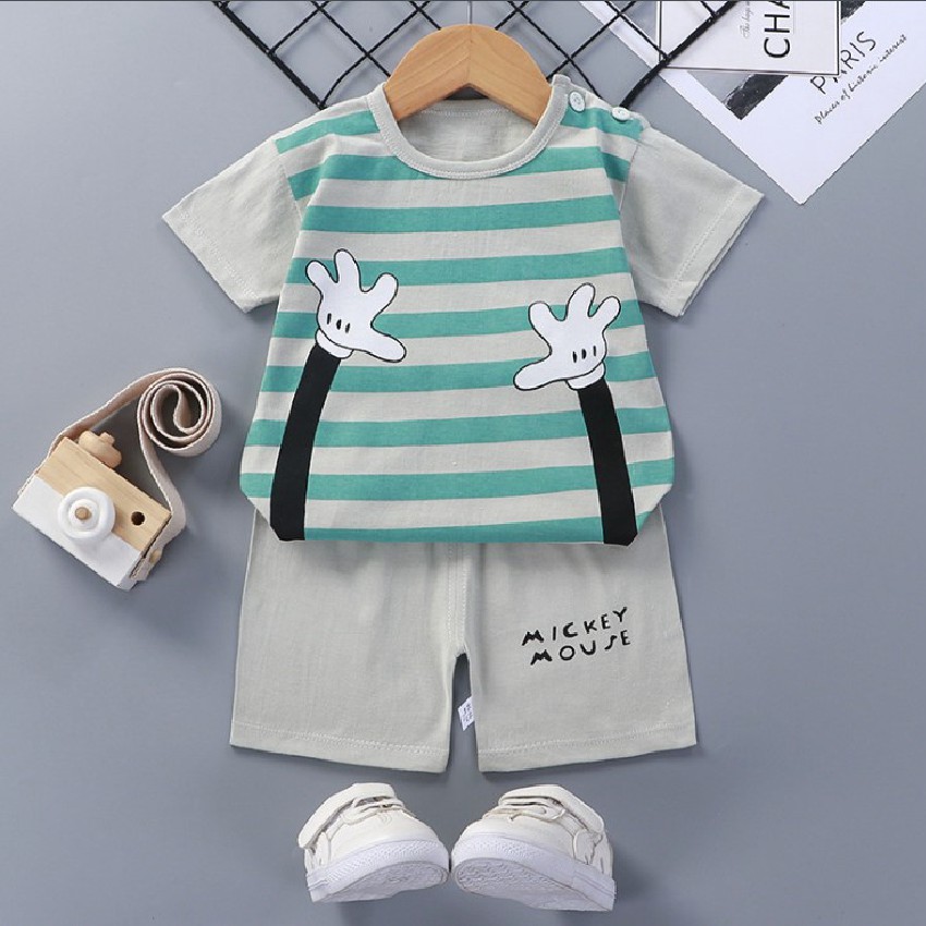 Set bộ đồ bé trai ngắn tay mùa hè Kbibi Kids mã K02 Bộ quần áo trẻ em chất vải thun cotton cho bé từ 2 3 4 5 tuổi