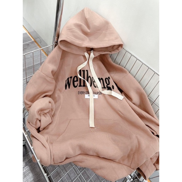 Áo Hoodie Wellbeing Dây To Bản Chất Nỉ Ngoại Form Rộng Mũ 2 Lớp Unisex Nam Nữ(Hàng Sẵn) | BigBuy360 - bigbuy360.vn