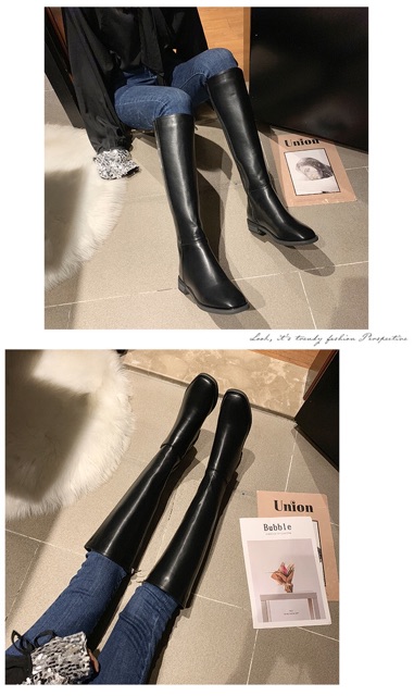 Boots lửng Ulzzang cổ cao da trơn khoá sườn | BigBuy360 - bigbuy360.vn