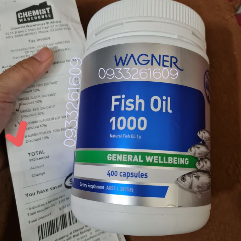 Dầu cá lạnh fish oil 1000 Wagner 400 viên của Úc