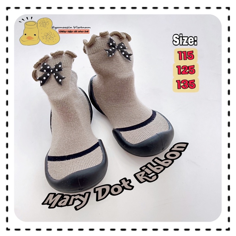 [Mã SKAMCLU8 giảm 10% cho đơn từ 100K] CHÍNH HÃNG GGOMOOSIN GIÀY TẬP ĐI CHO BÉ CƯNG-MARY DOT RIBBON